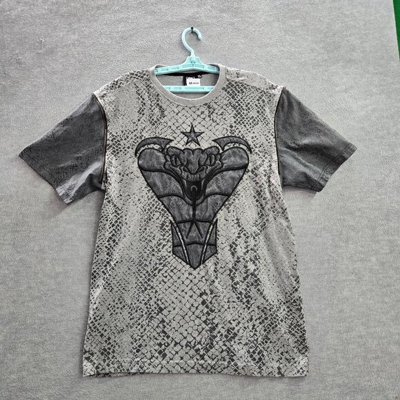 Square Zero‎ Men Shirt XL Gray Animal Print Cobra Corset Star Embroidered - Picture 1 of 7